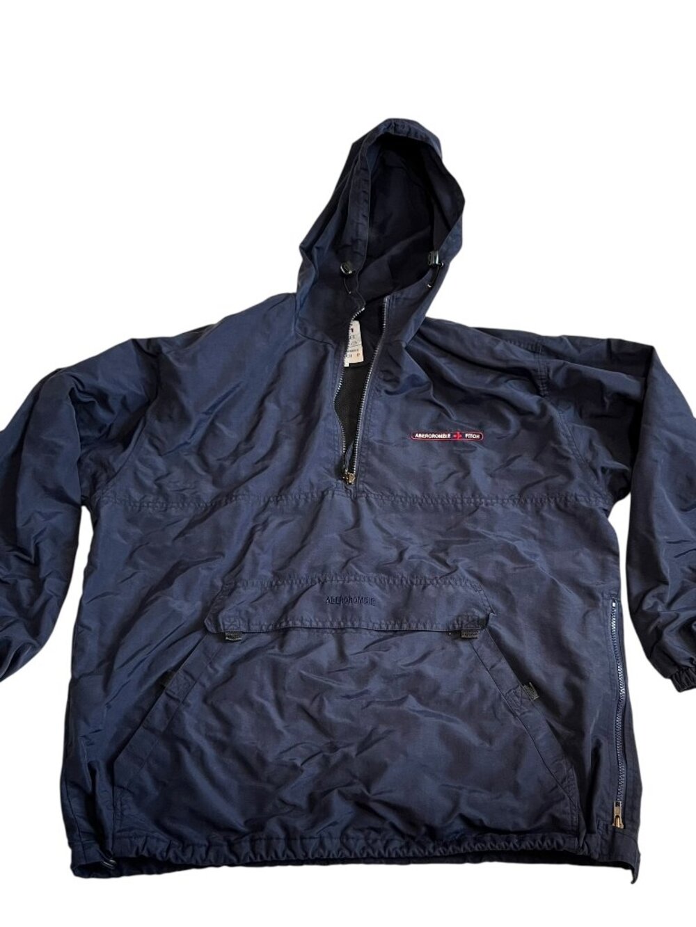Abercrombie & Fitch anorak jacket XL navy blue nylon pullover 1/4 zip